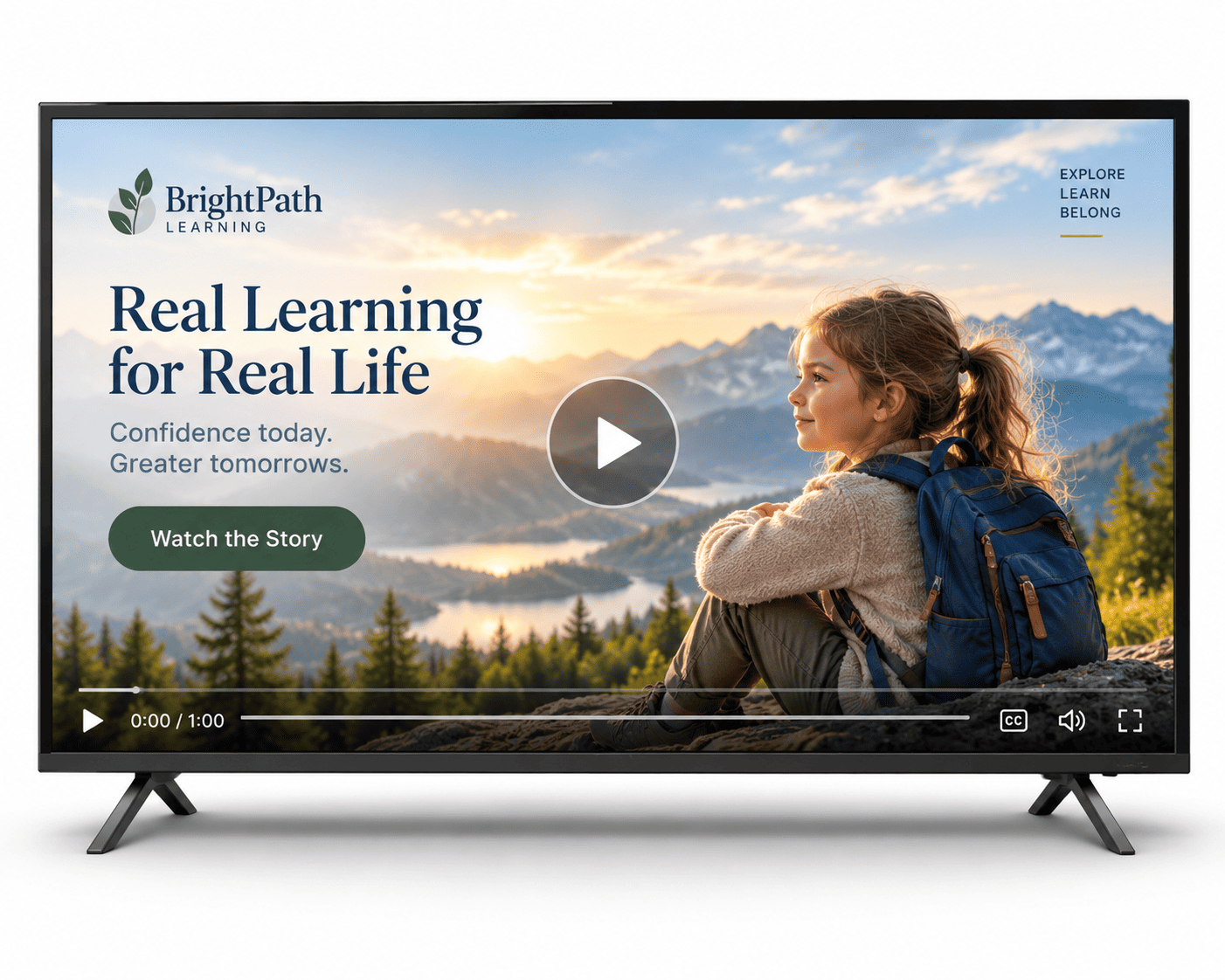 Educational video advertisement on a television
