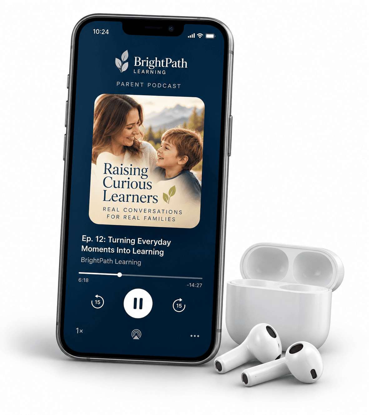 Educational audio player with wireless earbuds