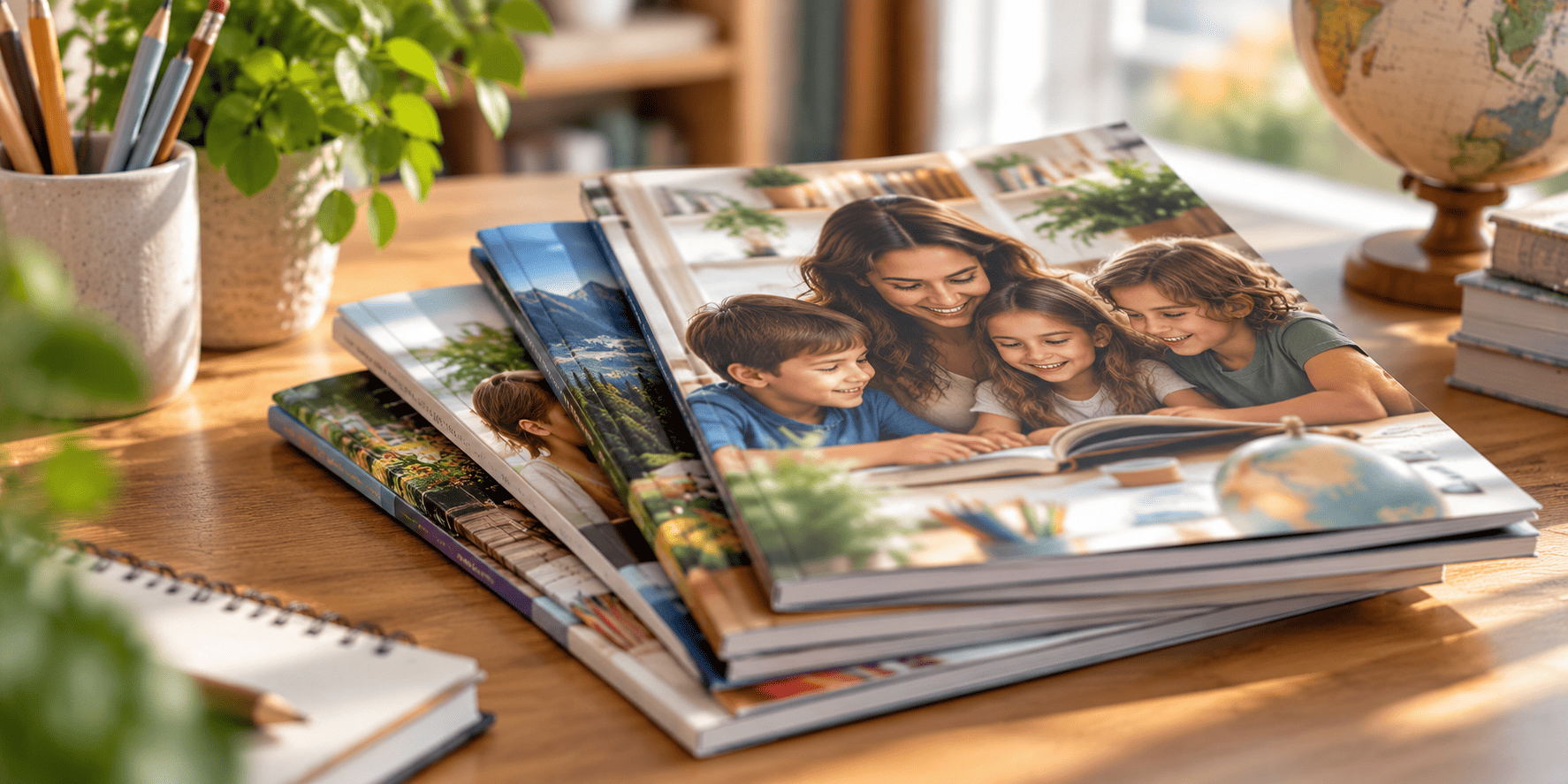 Stack of family learning magazines