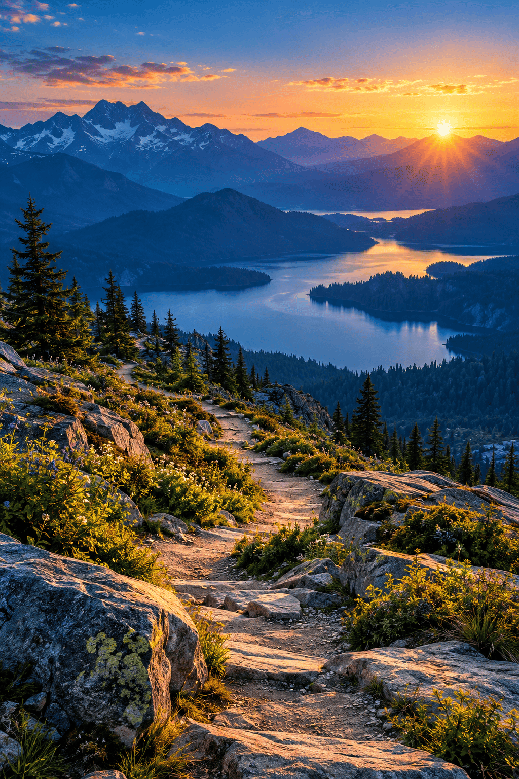 Mountain trail leading toward progress