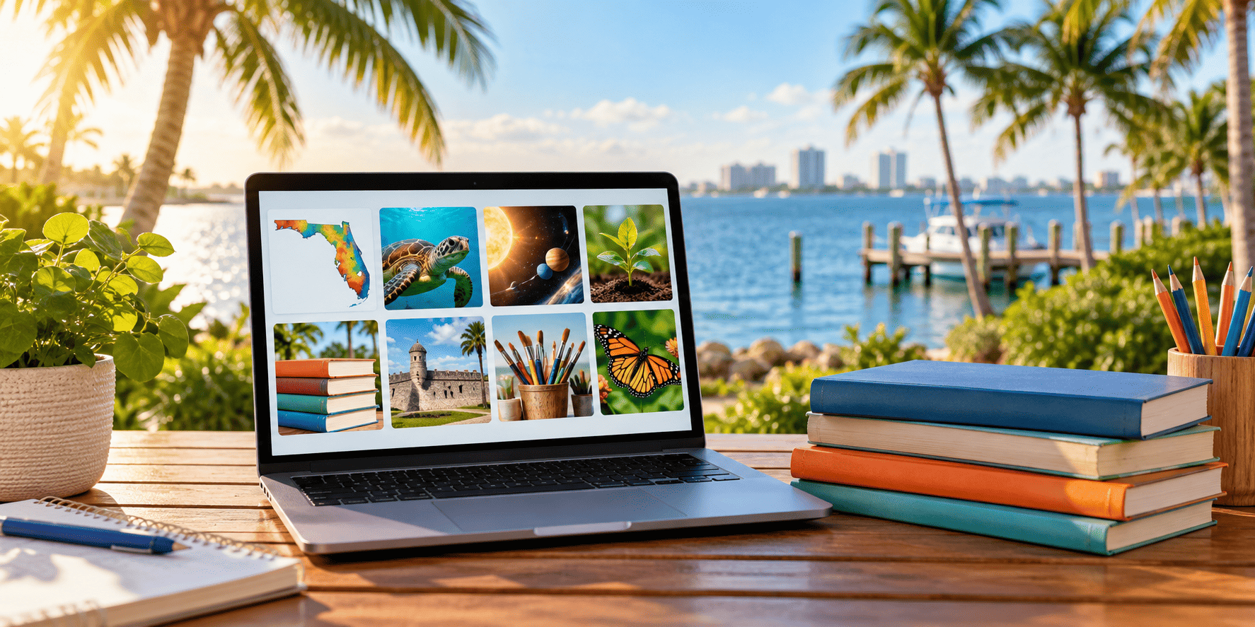 Educational workspace overlooking the Florida coast