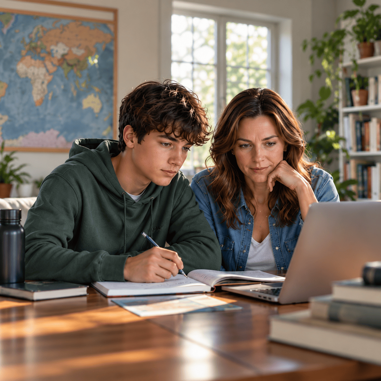 Mother and child learning together